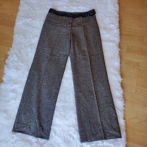 Anthropologie Wool & Silk Blend Belted Gray Trousers Size 10 Preppy Formal Offic